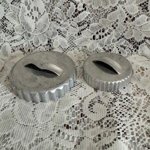 Vintage Aluminum Fluted Biscuit Cutters Set Scalloped Edge Bridge Handle Silver